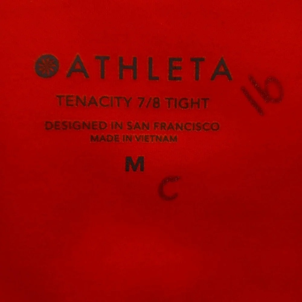 Athleta Tenacity 7/8 Tight Leggings Womens Medium Burgundy Orange Pockets Gym‎